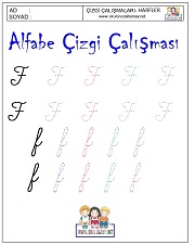 f harfi çizgi çalışması